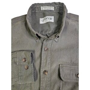 Orvis Sports Traditions Button Down Shirt Men's L Green Utility Outdoor